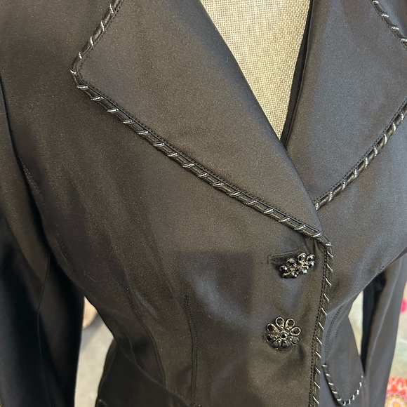 Elie Tahari Black Silk Dress Jacket/Blazer with Crystal Buttons-sz M-NWT - Picture 9 of 10